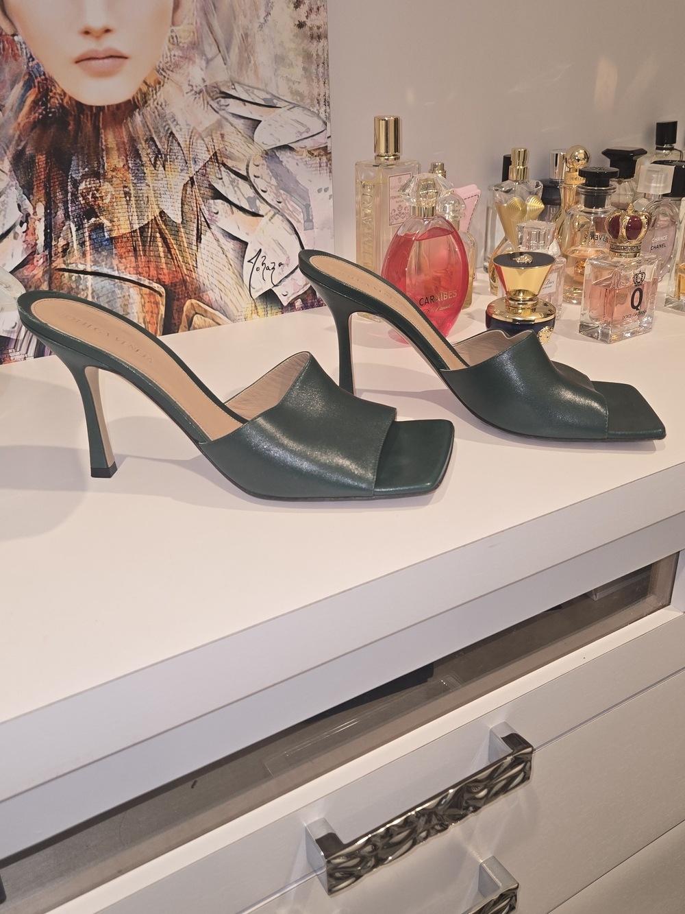 Bottega Veneta Stretch Leather Mules Dark Green - Picture 3 of 5